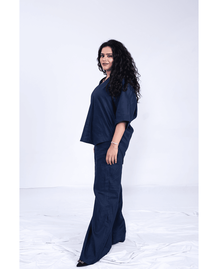 blue wide leg flared trouser (1)